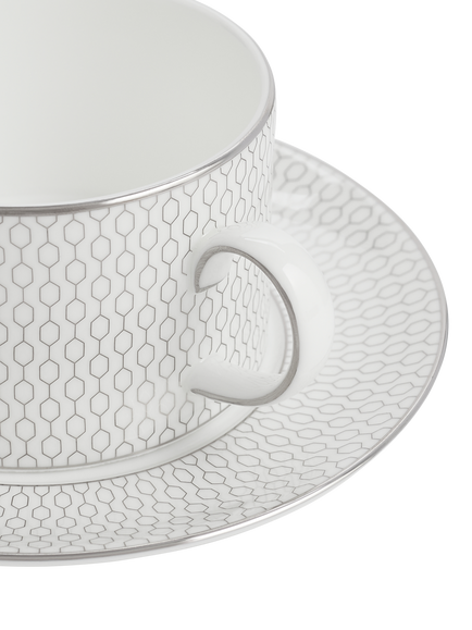 Wedgwood Gio Platinum Fine Bone China Cup & Saucer, 235ml, White - view 2, White