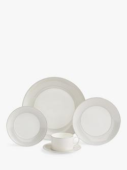 Wedgwood Gio Platinum Fine Bone China Dinnerware Set, 5 Piece, White, White