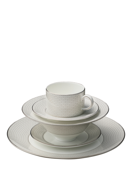 Wedgwood Gio Platinum Fine Bone China Dinnerware Set, 5 Piece, White, White