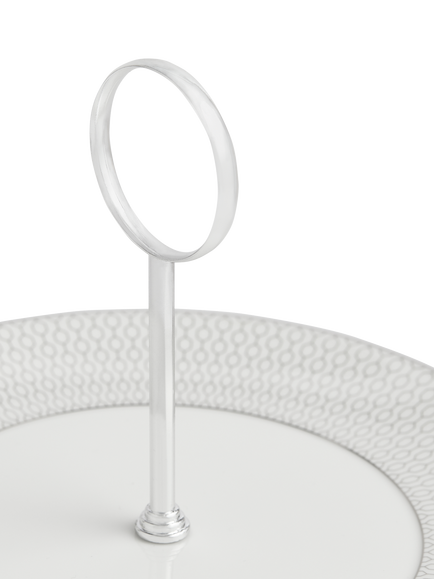 Wedgwood Gio Platinum 2-Tier Fine Bone China Cake Stand, 28cm, White - view 2, White