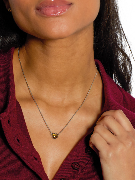 Kit Heath Heart of Gold Pendant Necklace, Silver/Gold - view 2, Silver/Yellow Gold