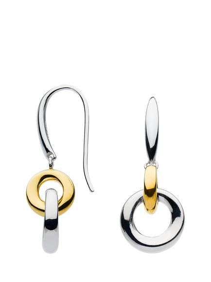 Kit Heath Bevel Cirque Link Drop Earrings, Silver/Gold, Silver/Gold