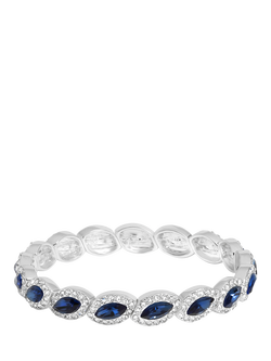 Jon Richard Oval Link Stretch Bracelet, Silver/Blue, Silver