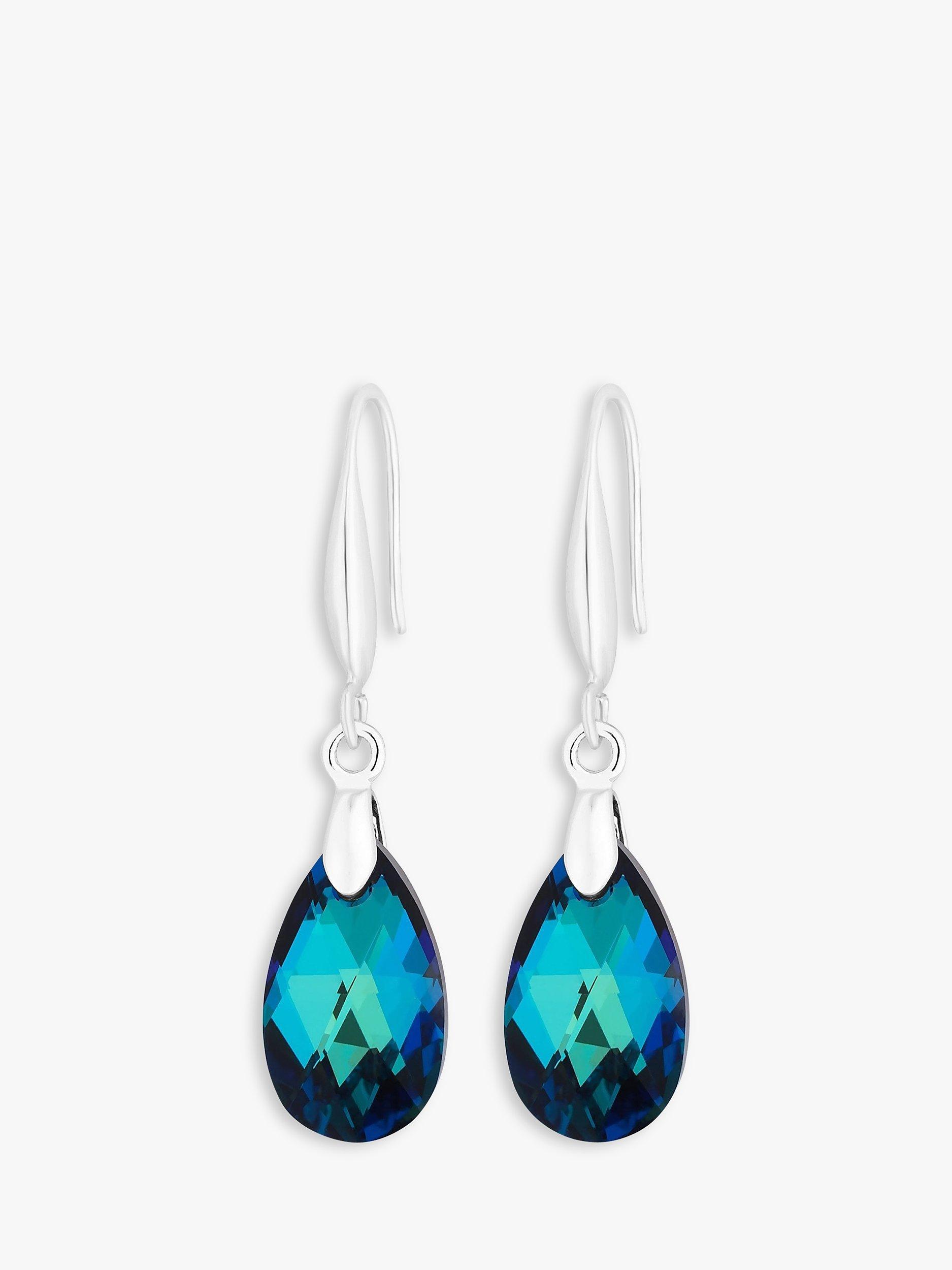 Product image 1 of 1, which shows Jon Richard Radiance Collection Crystal Pear Drop Earrings, Silver/Blue