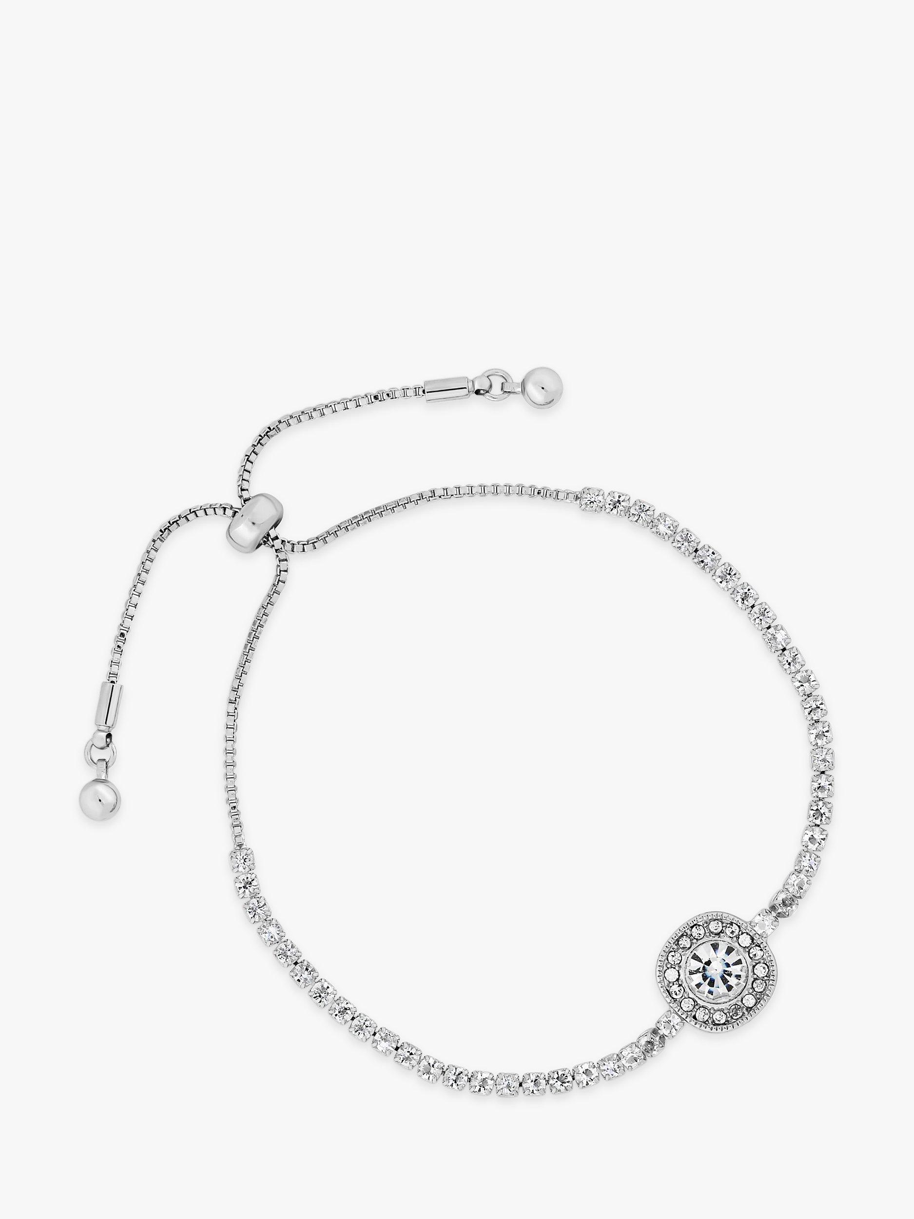 Product image 1 of 3, which shows Jon Richard Slinky Glass Crystal Toggle Bracelet, Silver