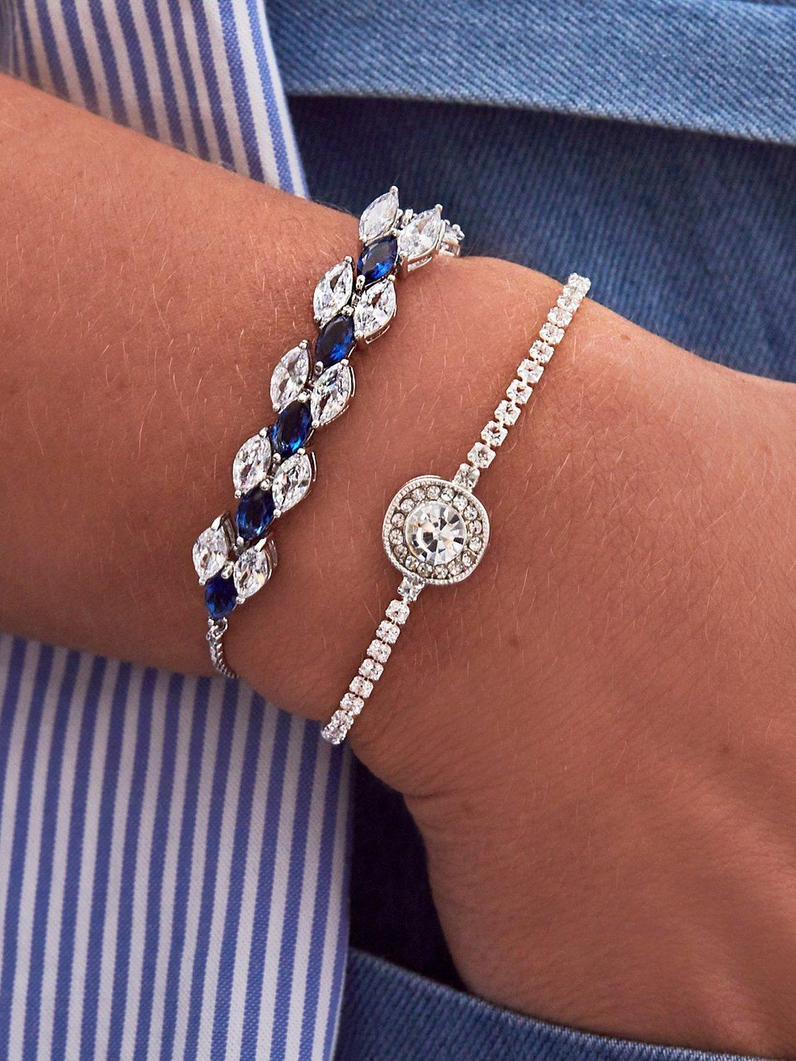 Product image 2 of 3, which shows Jon Richard Slinky Glass Crystal Toggle Bracelet, Silver