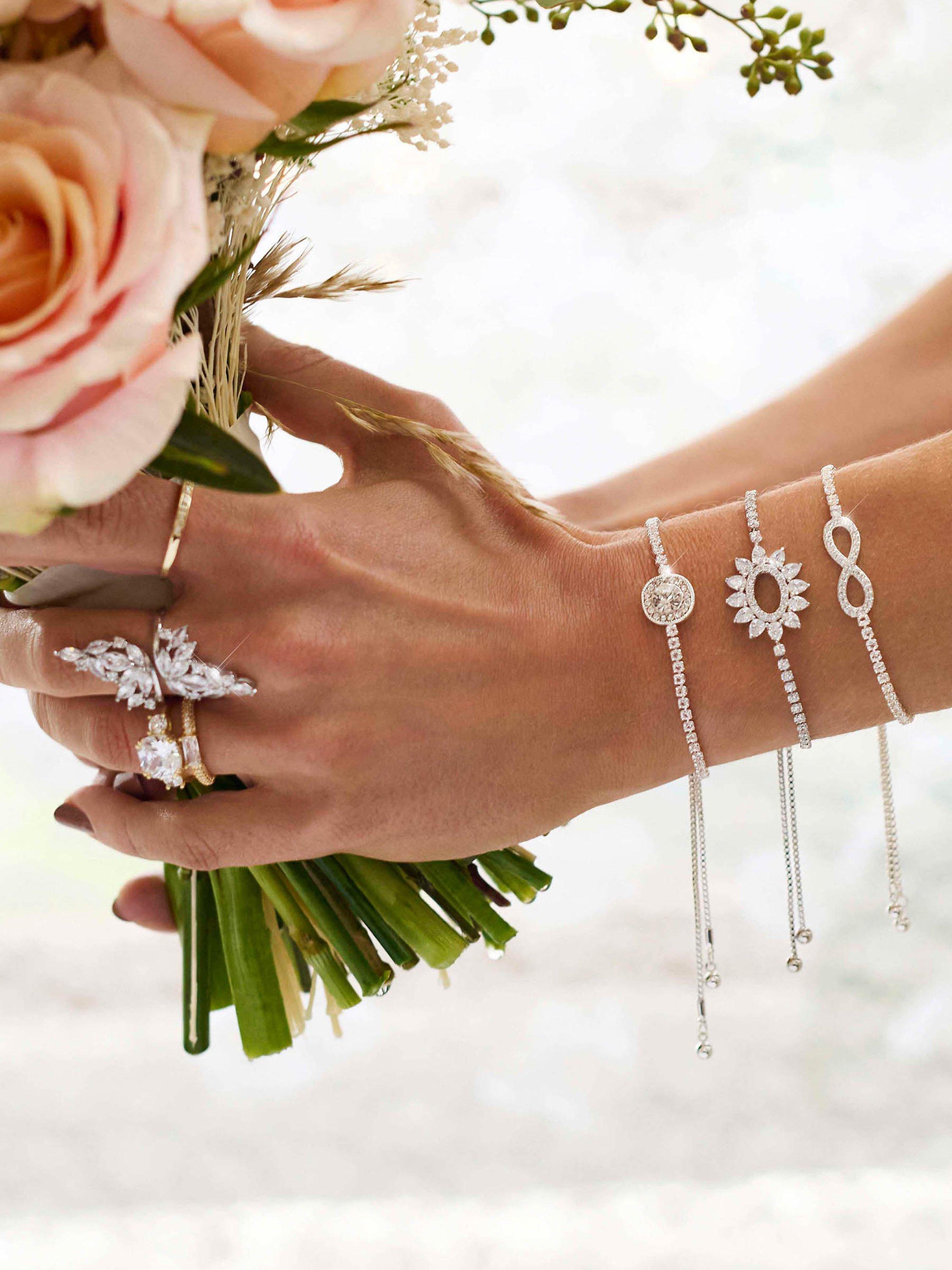 Product image 3 of 3, which shows Jon Richard Slinky Glass Crystal Toggle Bracelet, Silver