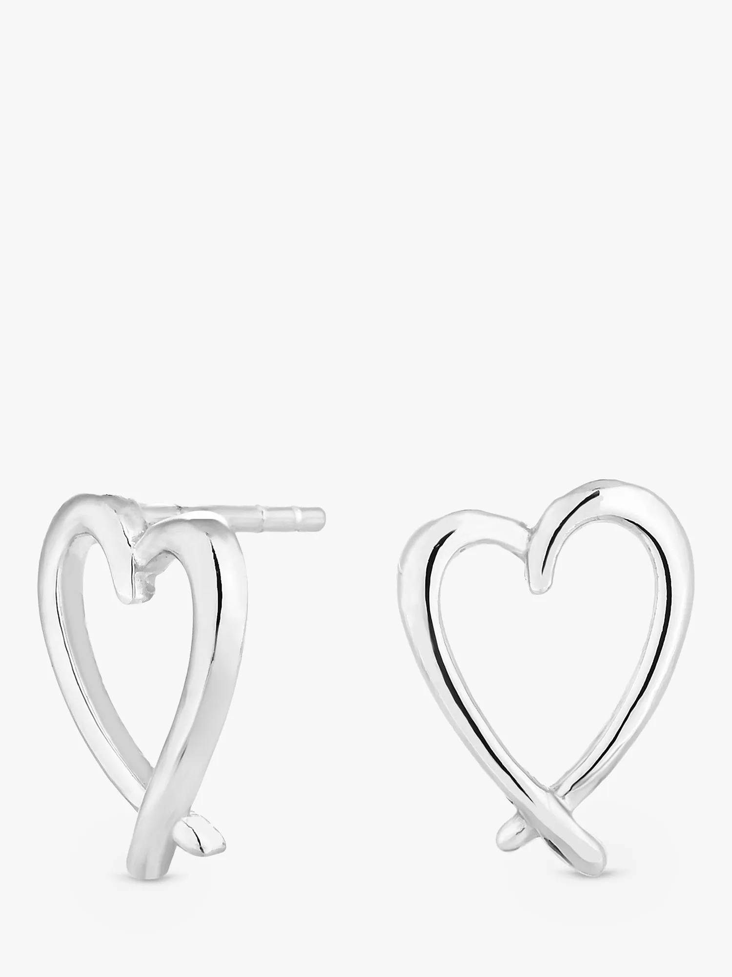 Simply Silver Crossover Heart Stud Earrings Silver
