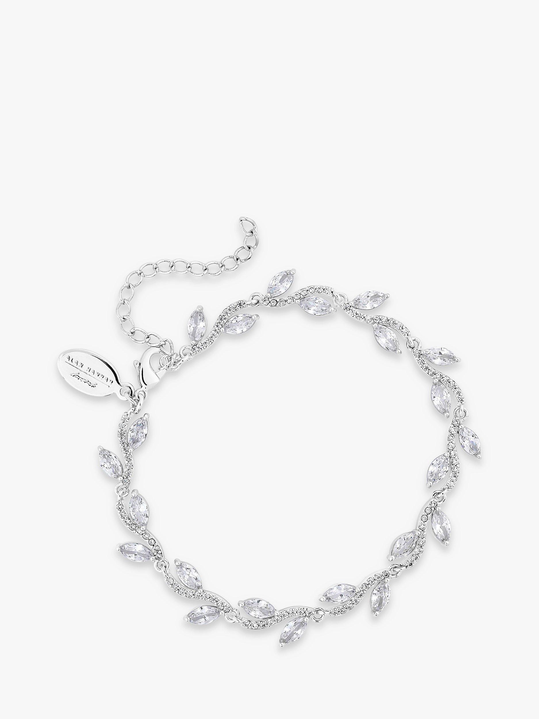 Product image 1 of 1, which shows Jon Richard Bridal Pave Cubic Zirconia Wave Leaf Bracelet, Silver