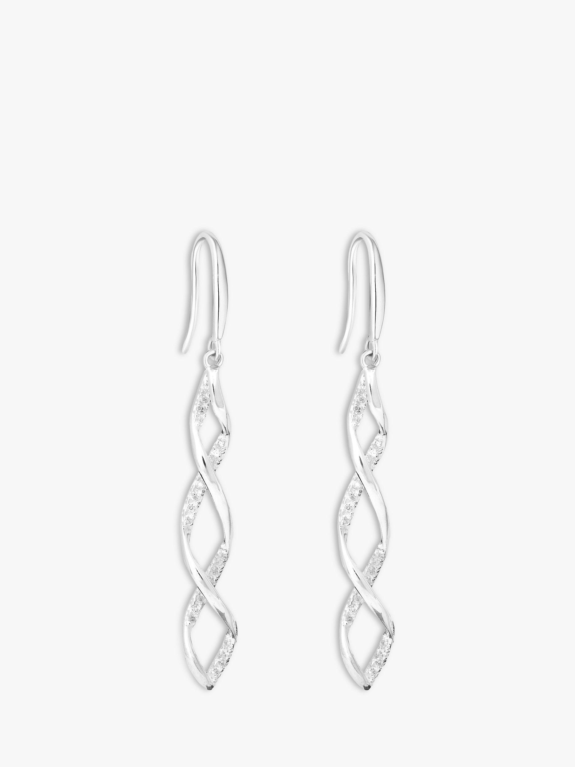 Simply Silver Wrapped In Love Cubic Zirconia Twist Drop Earrings, Silver