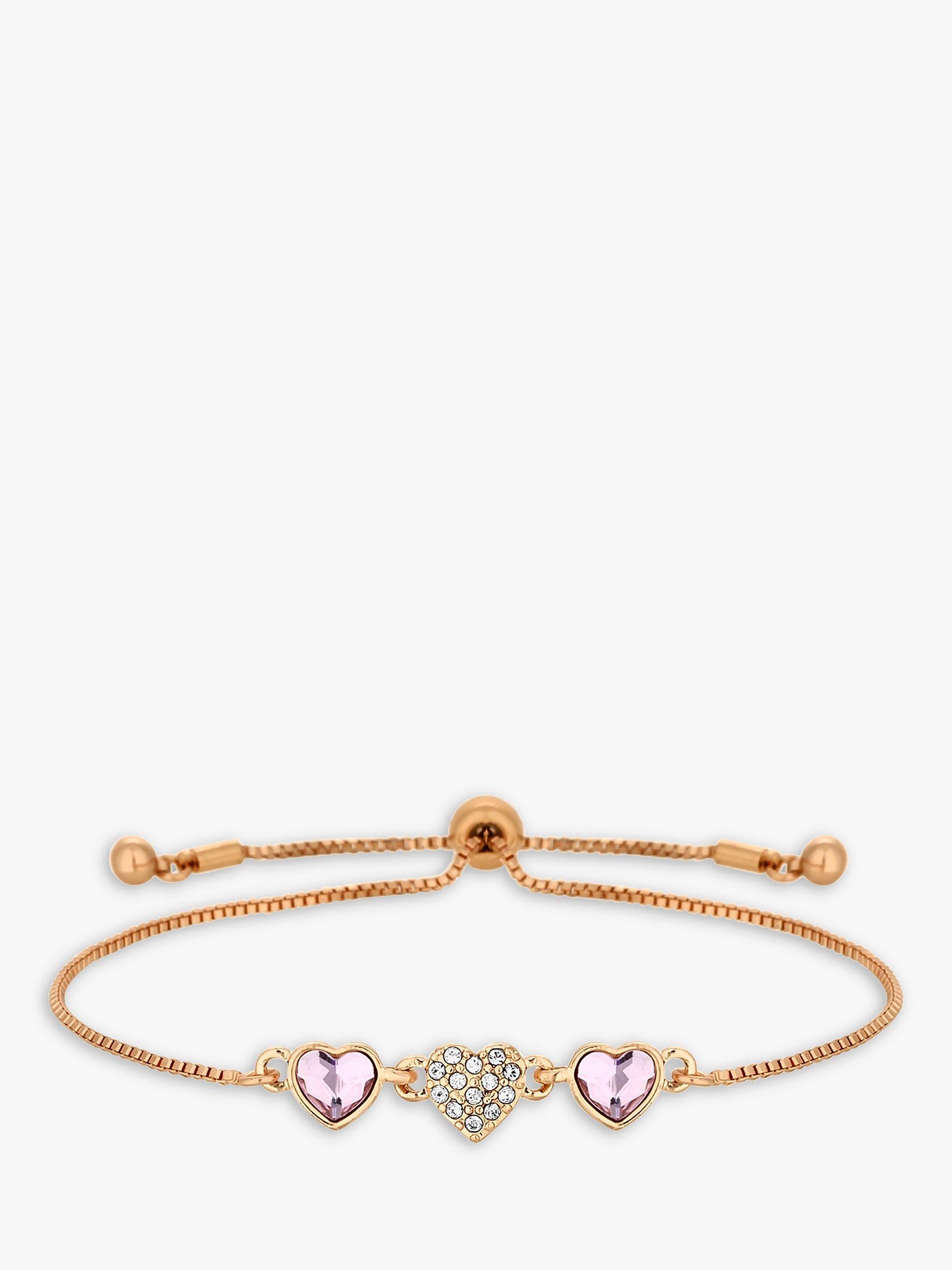 Product image 1 of 2, which shows Jon Richard Radiance Collection Dancing Hearts Crystal Toggle Bracelet, Rose Gold/Pink