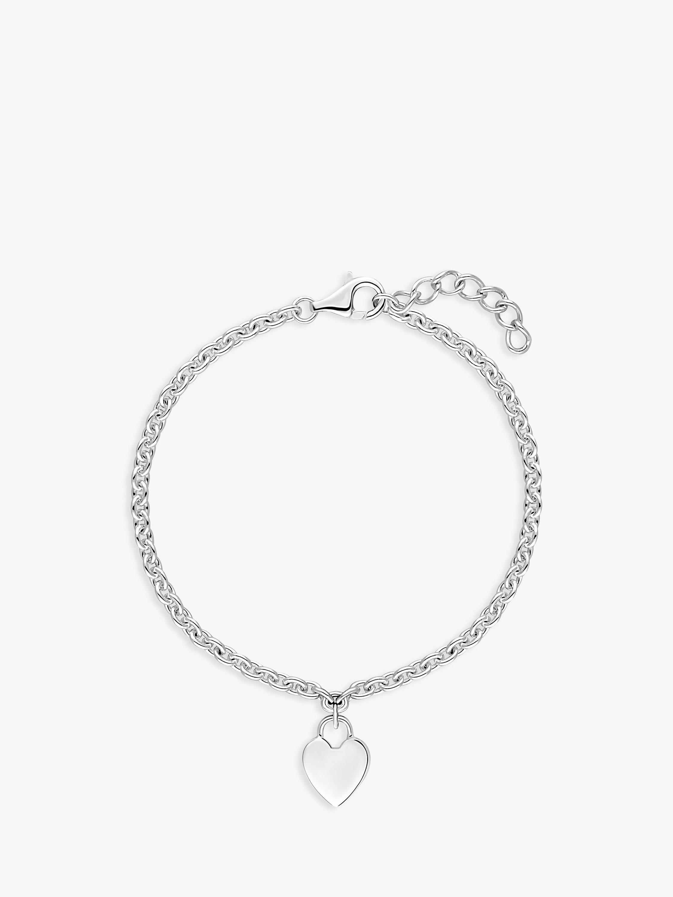 Simply Silver Heart Lock Bracelet, Silver
