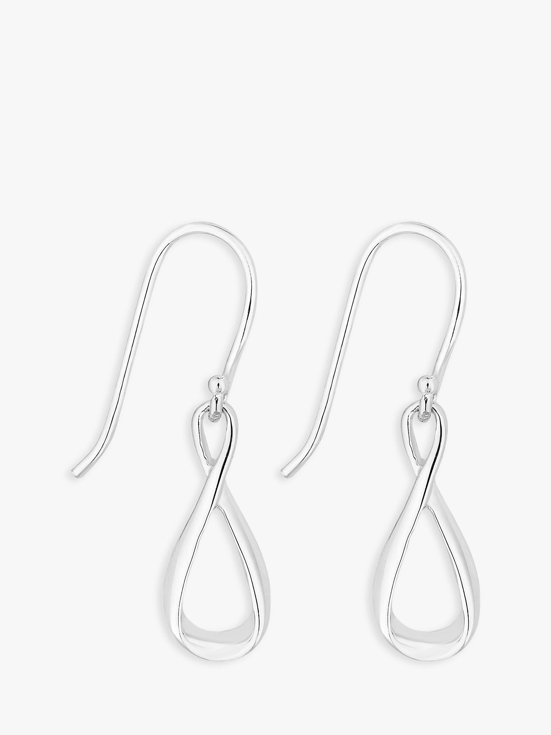 Product image 1 of 2, which shows Simply Silver Polished Infinity Drop Earrings, Silver
