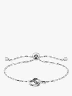 Jon Richard Heart Link Cubic Zirconia Toggle Bracelet, Silver, Silver