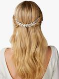Jon Richard Evia Diamante Leaf Double Hair Comb, Silver