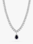 Jon Richard Sapphire & Cubic Zirconia Pear Drop Statement Necklace, Silver/Blue