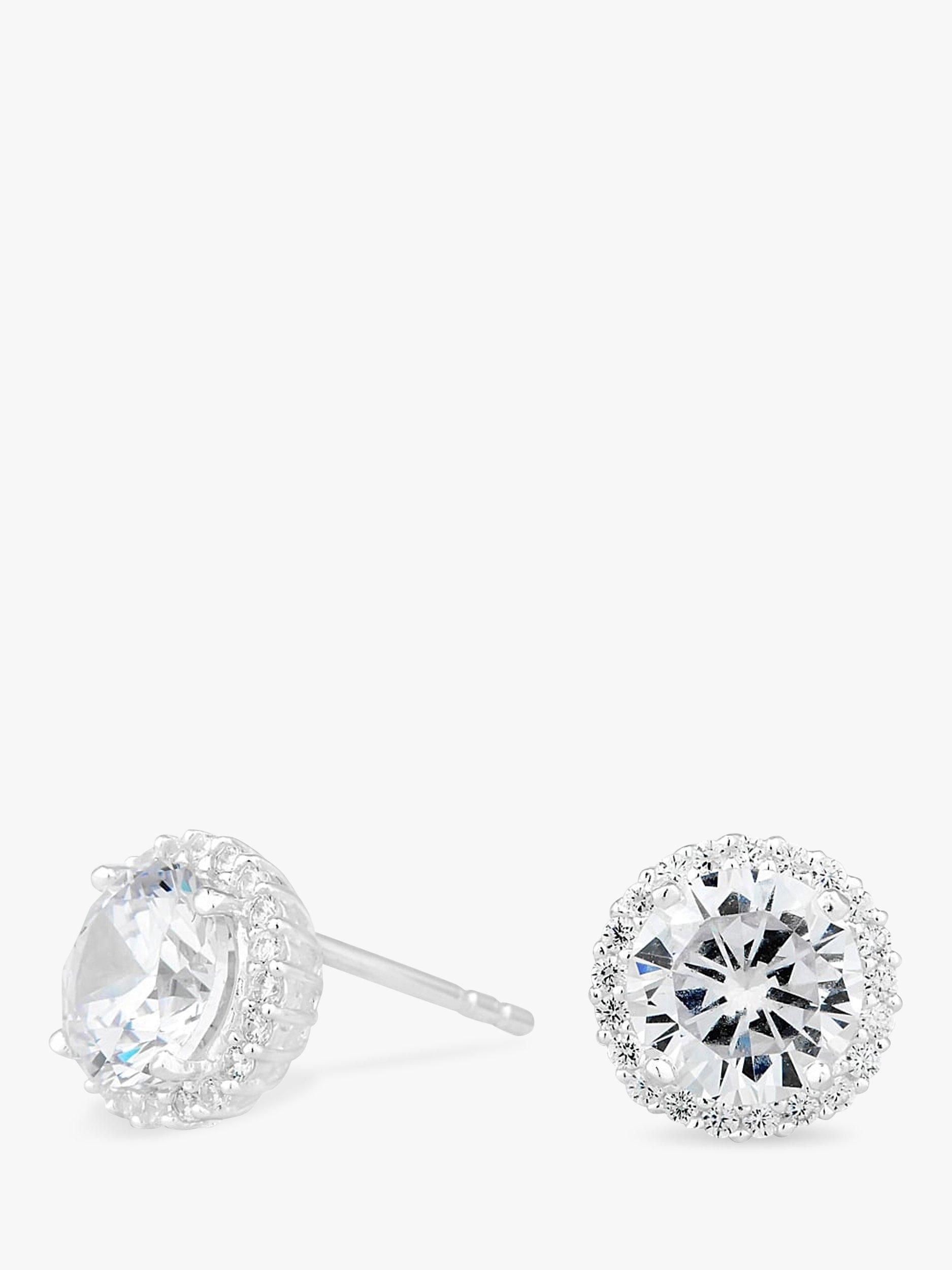 Round cubic zirconia stud earrings store