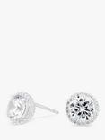 Simply Silver Round Cubic Zirconia Stud Earrings, Silver