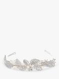 Jon Richard Bridal Crystal and Pearl Pave Leaf Tiara, Silver
