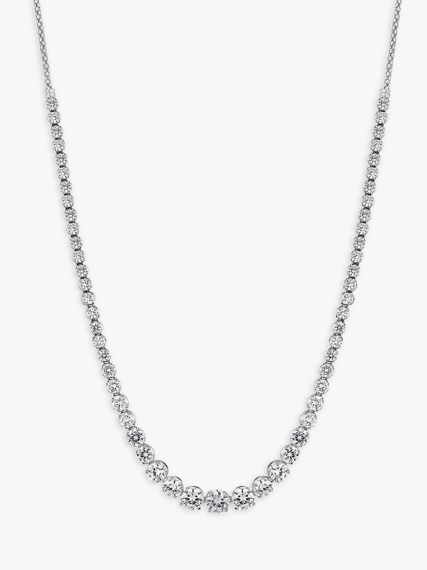 Product image 2 of 3, which shows Jon Richard Graduated Tennis Cubic Zirconia Statement Necklace, Silver