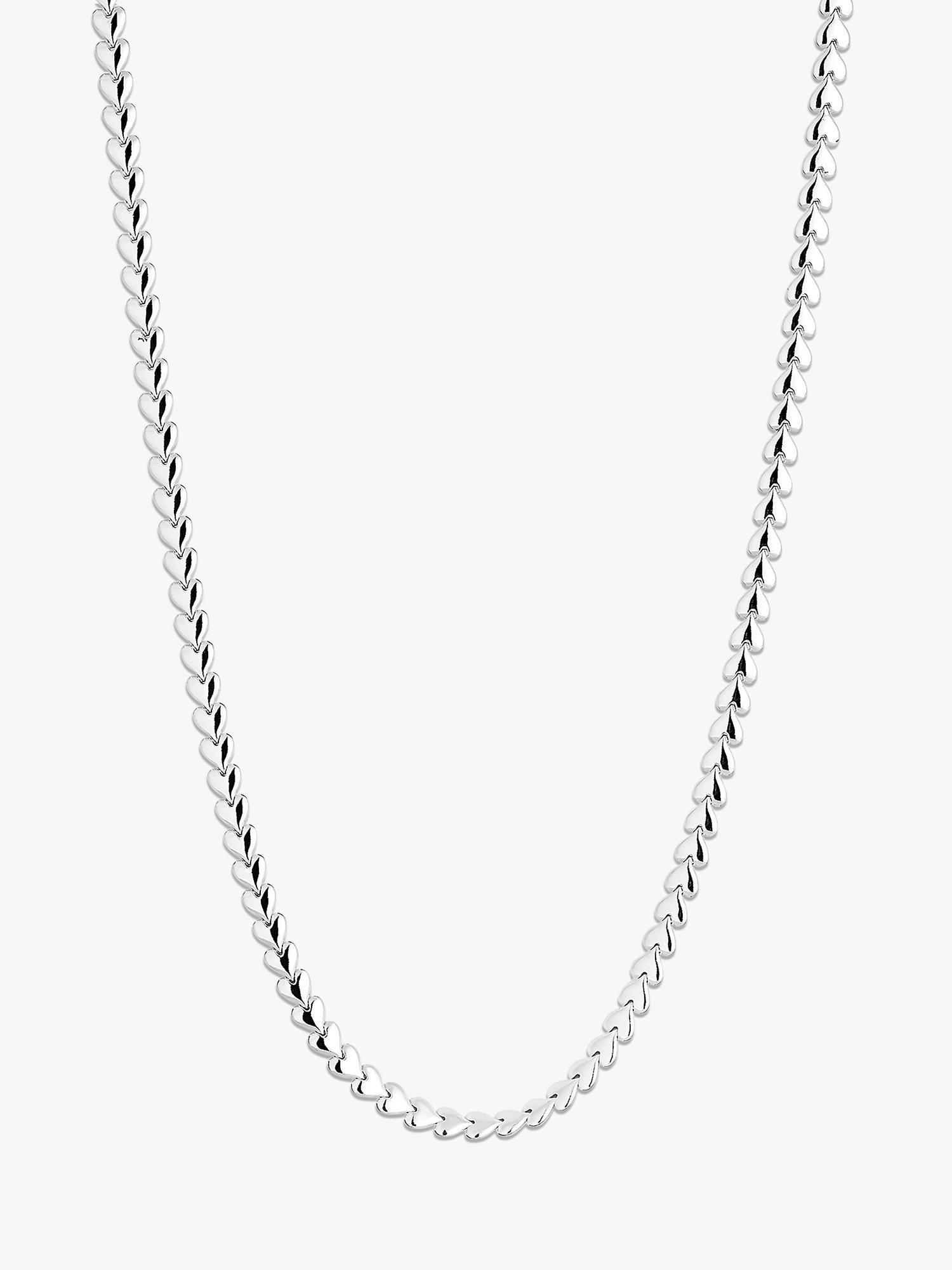Product image 1 of 3, which shows Simply Silver Heart Row Chain Necklace, Silver