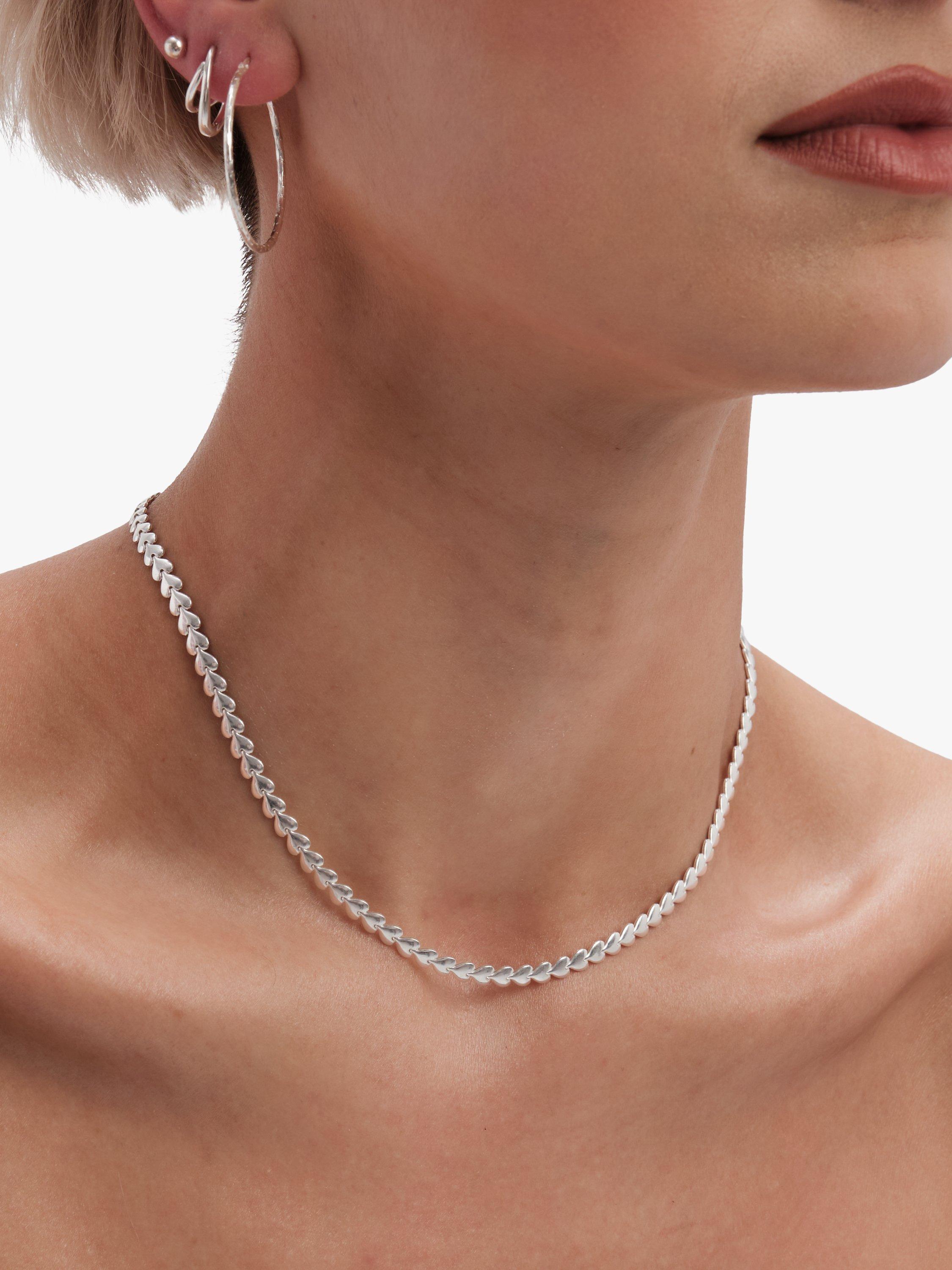 Product image 2 of 3, which shows Simply Silver Heart Row Chain Necklace, Silver