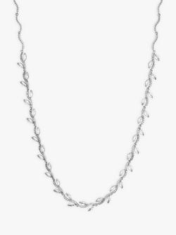 Jon Richard Bridal Pave Leaf Cubic Zirconia Necklace, Silver, Silver