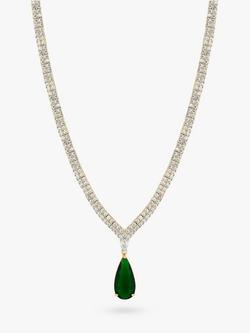Jon Richard Pave Cubic Zirconia Statement Necklace, Gold/Emerald - view 2, Gold/Emerald
