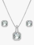 Jon Richard Cubic Zirconia Square Drop Necklace and Earrings Jewellery Set