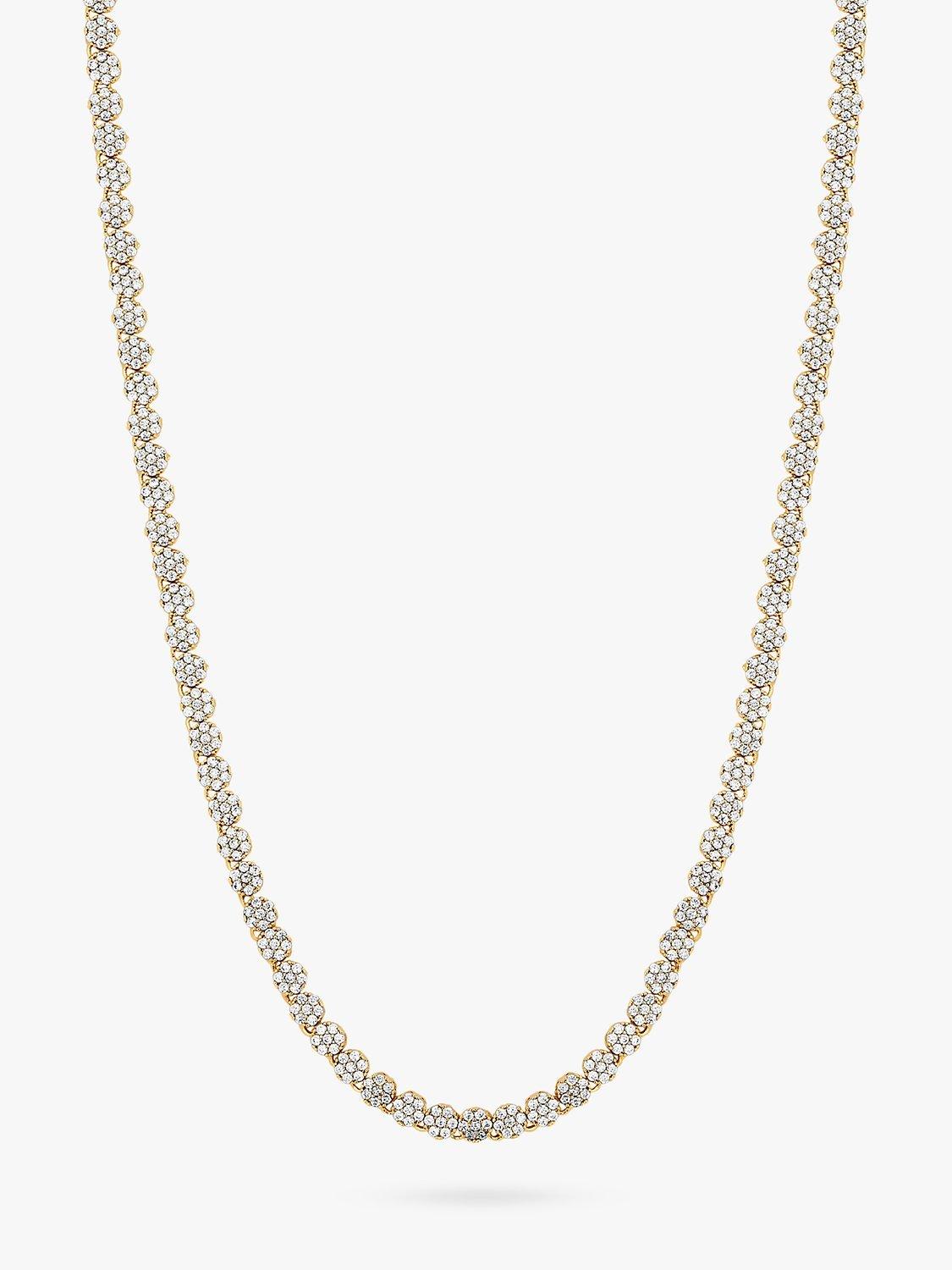 Jon Richard Bridal Fine Pave Disc Cubic Zirconia Necklace, Gold