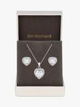 Jon Richard Cubic Zirconia Pave Heart Necklace and Earrings Jewellery Set, Silver