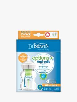 Dr Brown’s Natural Flow Options+ Anti-Colic Bottle, Pack of 2, 150ml - view 2, Clear