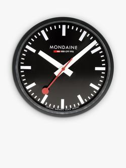 Mondaine Official Swiss Railways Wall Clock, Black