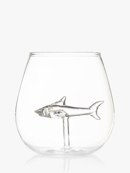 Bar Bespoke Shark in a Glass Tumbler, 500ml, Clear, Clear
