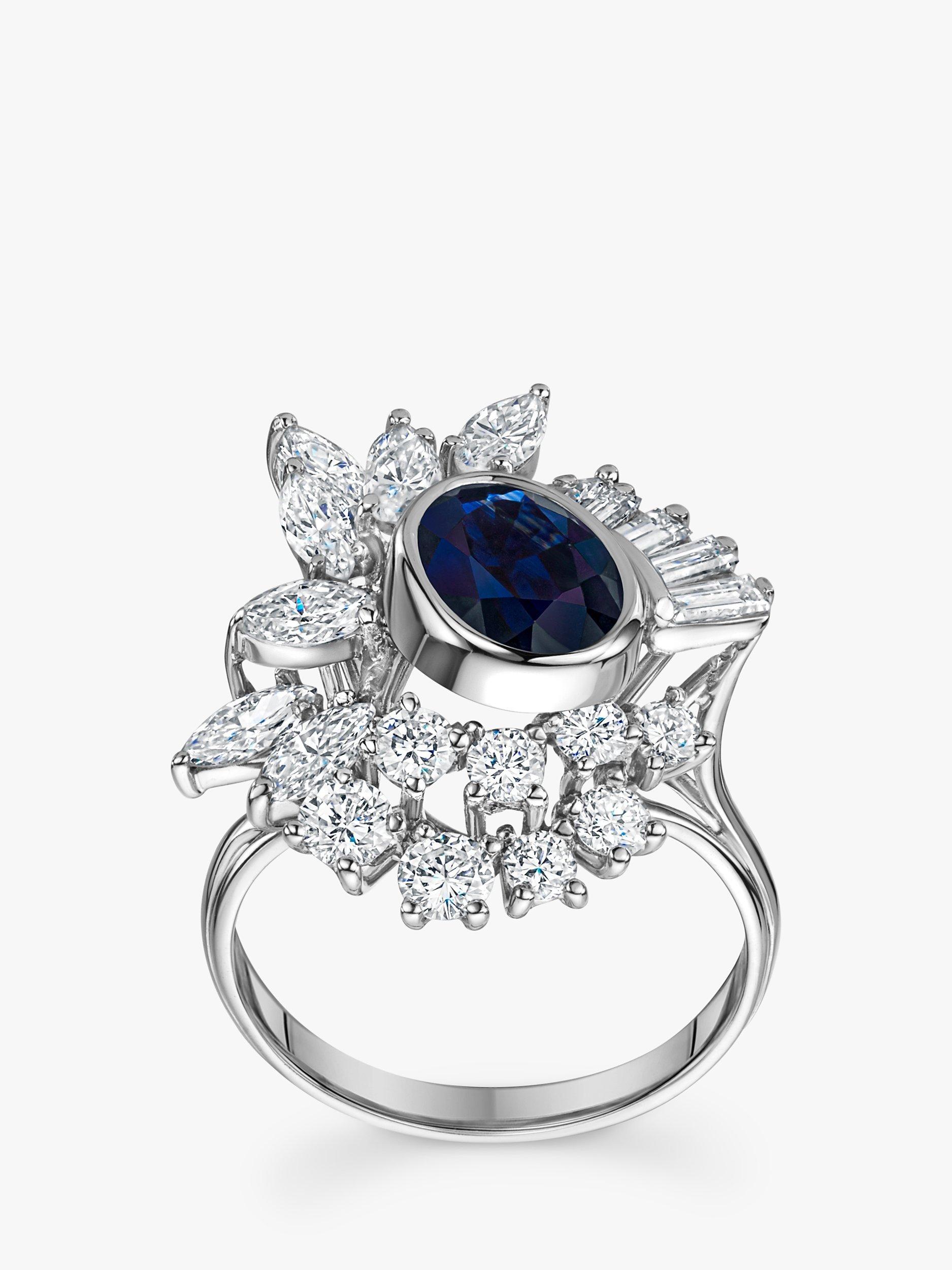 Product image 3 of 6, which shows Milton & Humble Jewellery Pre-Loved 18ct White Gold Sapphire & Diamond Abstract Cluster Ring