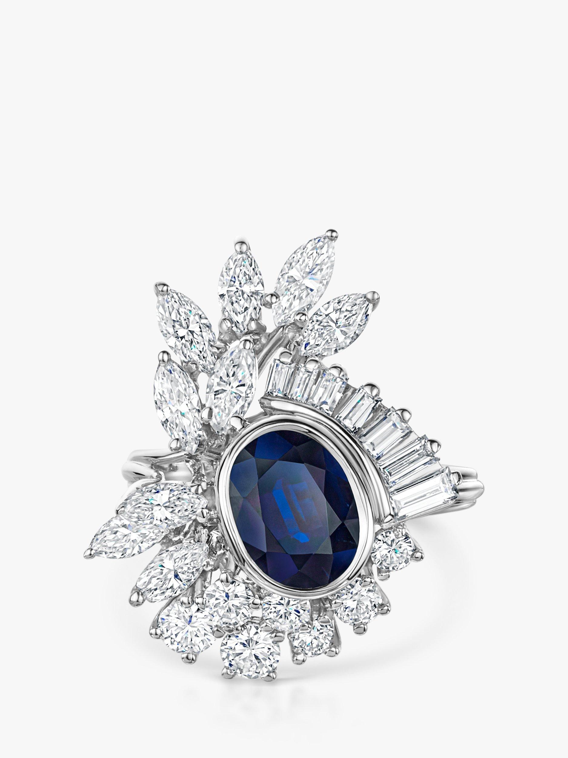Product image 4 of 6, which shows Milton & Humble Jewellery Pre-Loved 18ct White Gold Sapphire & Diamond Abstract Cluster Ring