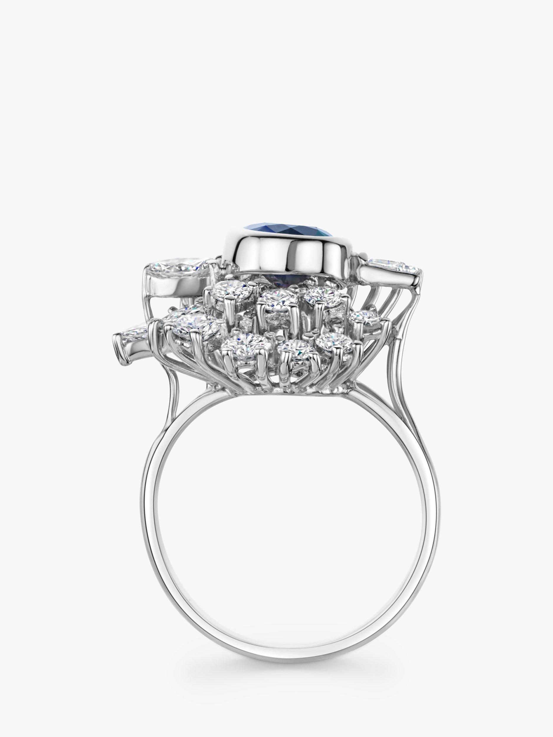 Product image 5 of 6, which shows Milton & Humble Jewellery Pre-Loved 18ct White Gold Sapphire & Diamond Abstract Cluster Ring