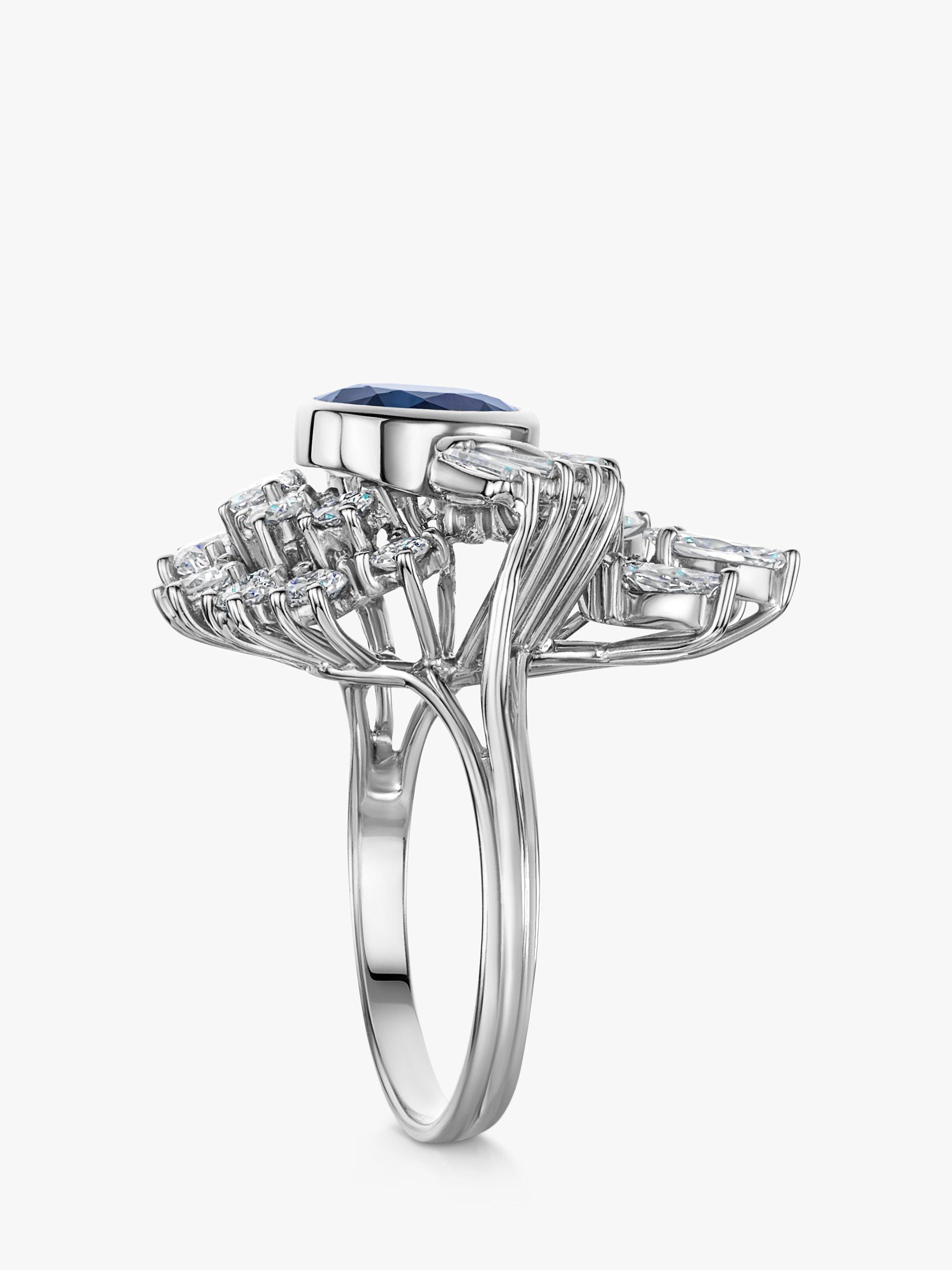 Product image 6 of 6, which shows Milton & Humble Jewellery Pre-Loved 18ct White Gold Sapphire & Diamond Abstract Cluster Ring