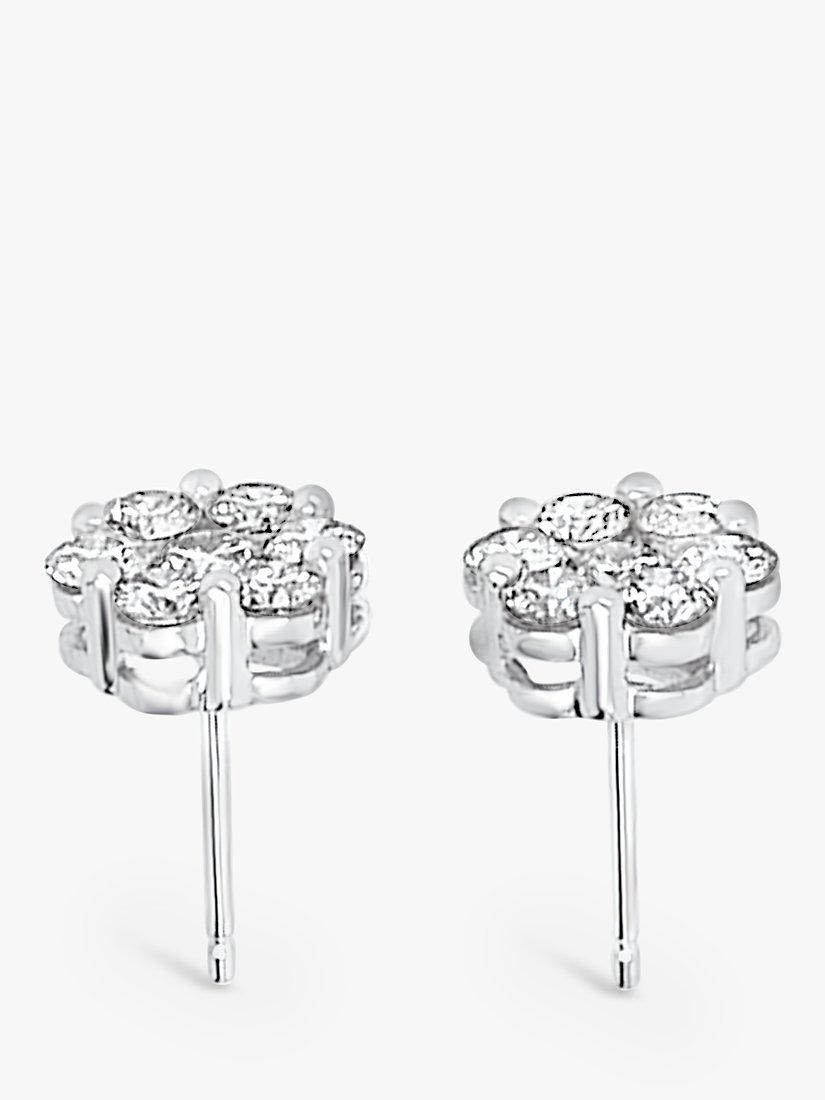 Product image 4 of 5, which shows Milton & Humble Jewellery Pre-Loved 18ct White Gold 7 Stone Cluster Diamond Stud Earrings