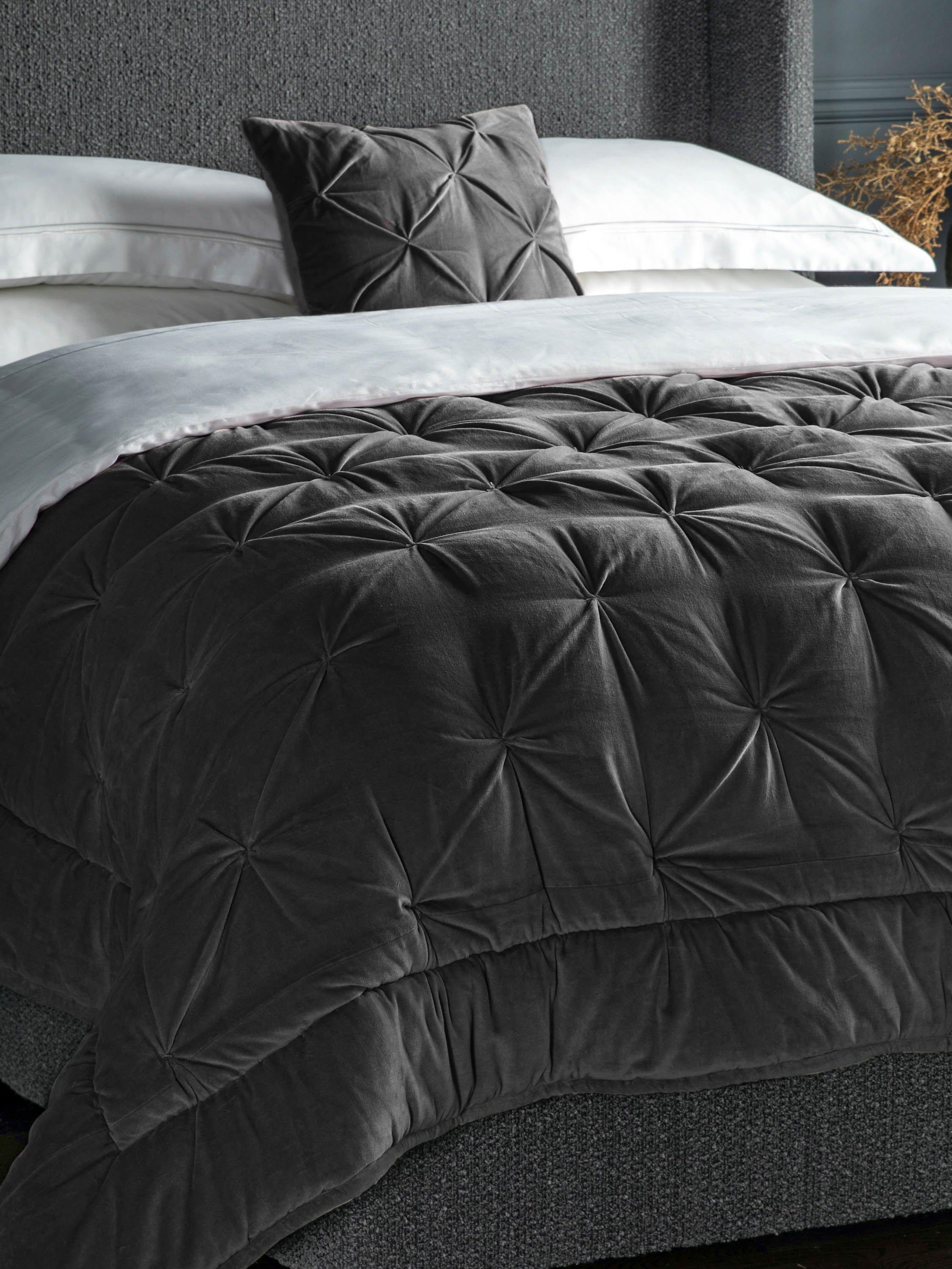Simply Sleep Opulent Velvet Quilted Bedspread, Charcoal