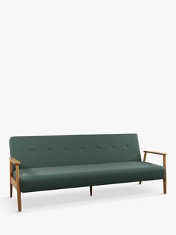 John Lewis ANYDAY Show Wood Bench Large 3 Seater Sofa Bed, Light Leg, Verde Green, Verde Green
