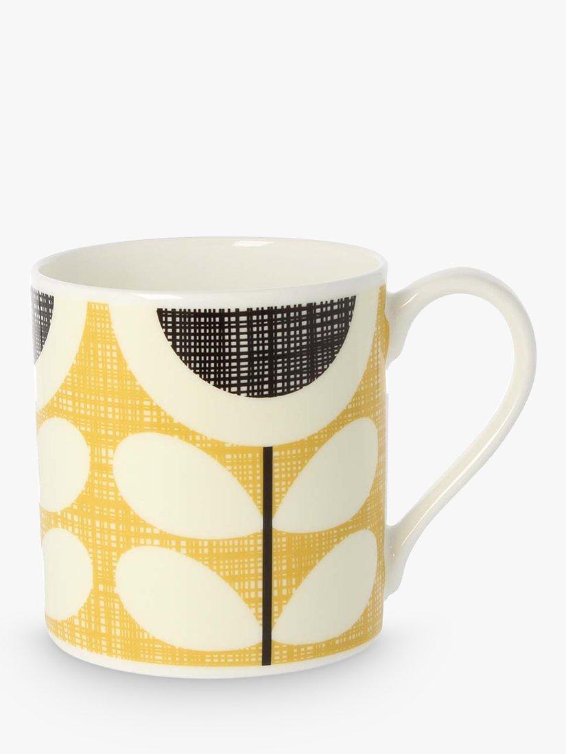 Orla Kiely Scribble Stem Flower Bone China Mug, 350ml, Yellow/Black