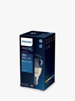 Philips MASTER 40W E14 LED Dimmable Classic Bulb, Clear - view 2, Clear