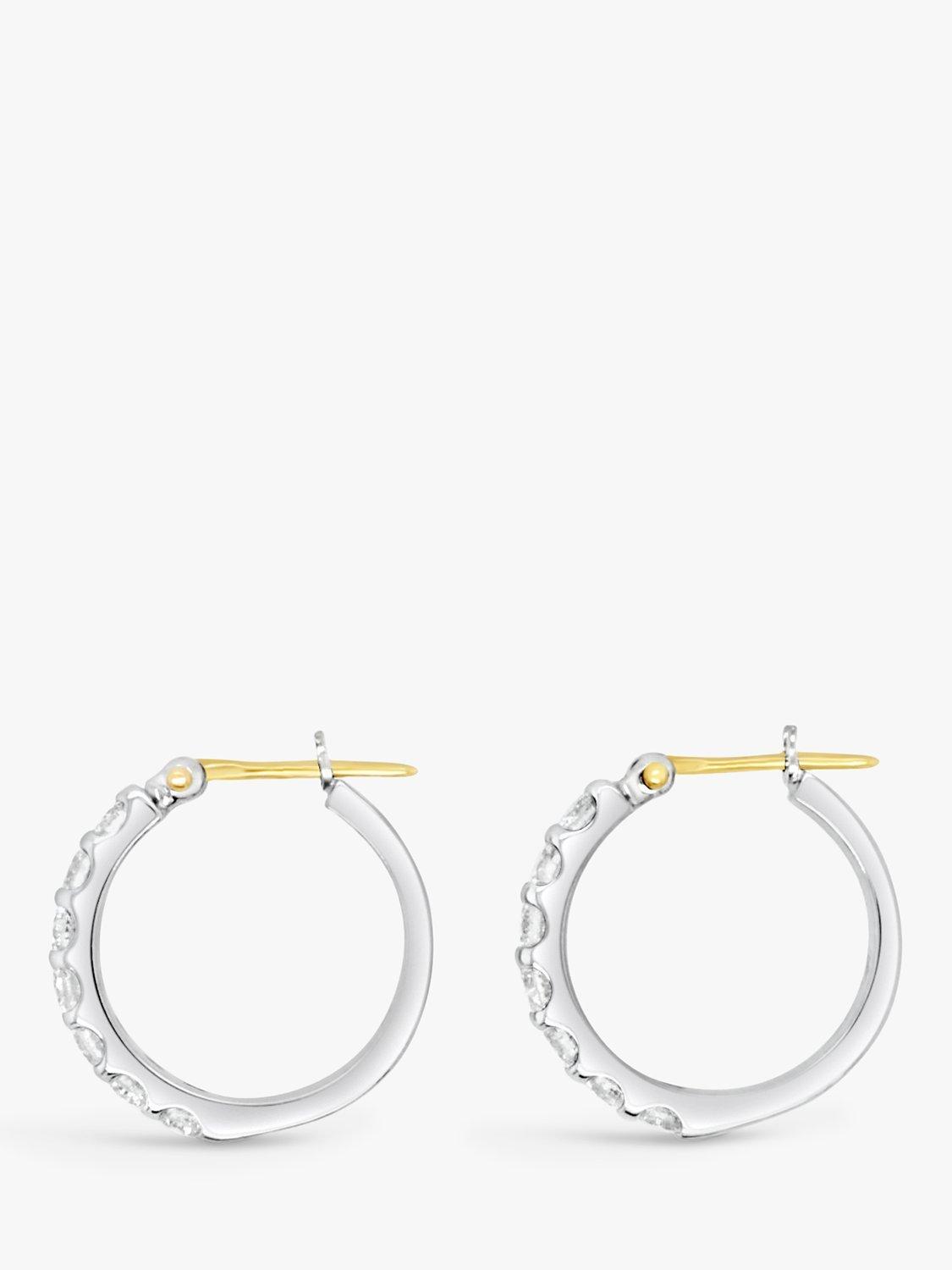 Product image 2 of 4, which shows Milton & Humble Jewellery Pre-Loved 18ct White & Yellow Gold Channel Set 7 Stone Diamond Hoop Earrings