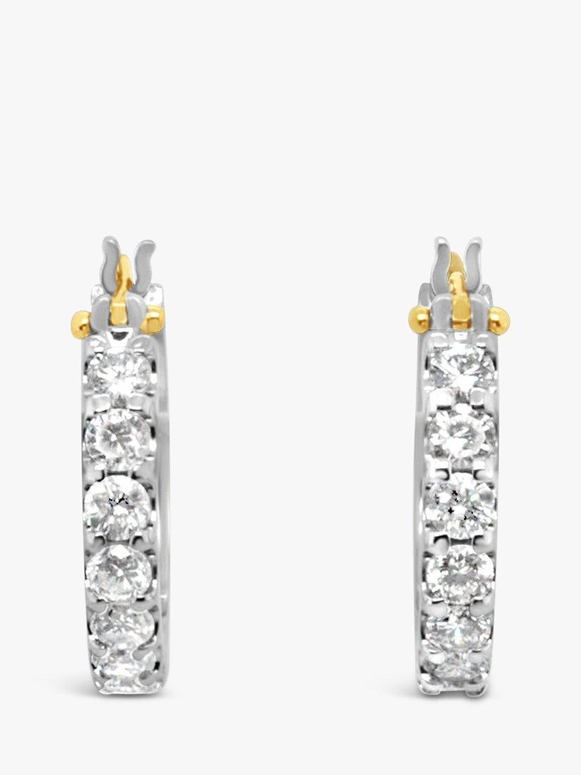 Product image 3 of 4, which shows Milton & Humble Jewellery Pre-Loved 18ct White & Yellow Gold Channel Set 7 Stone Diamond Hoop Earrings