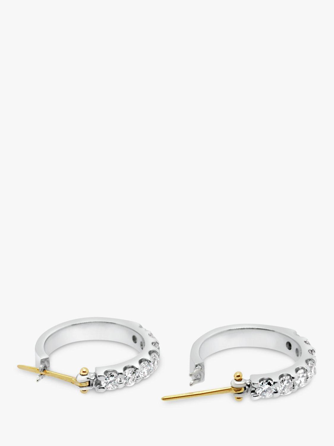Product image 4 of 4, which shows Milton & Humble Jewellery Pre-Loved 18ct White & Yellow Gold Channel Set 7 Stone Diamond Hoop Earrings