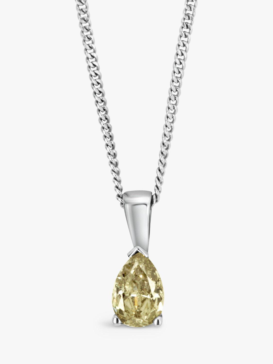 Product image 1 of 4, which shows Milton & Humble Jewellery 18ct White Gold Yellow Diamond Pendant Necklace