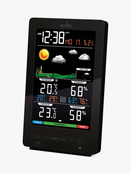 Acctim Ermir LCD Digital Weather Station Clock, Grey, Grey