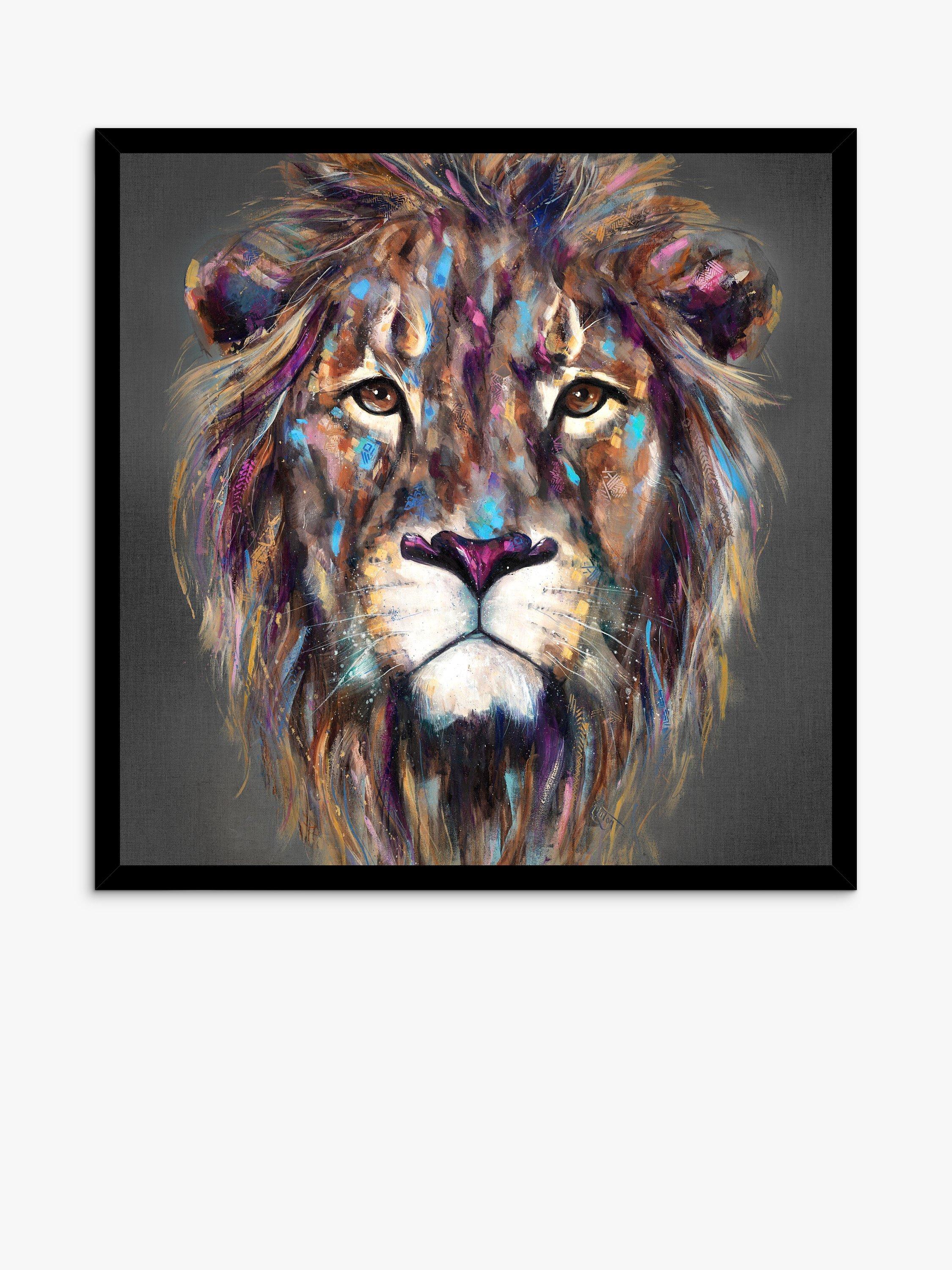 John Lewis Louise Luton Kendi Lion Framed Print 84.5 x 84.5cm Brown