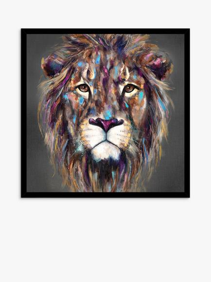 John Lewis Louise Luton 'Kendi' Lion Framed Print, 84.5 x 84.5cm, Brown, Brown
